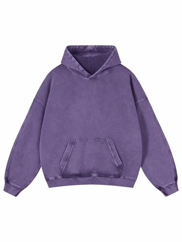 Mens Oversized Hoodies Pullover Women Fall Acid Wash Plain Preppy Hoodie Streetwear Cotton Vintage Hooded Sweatshirt