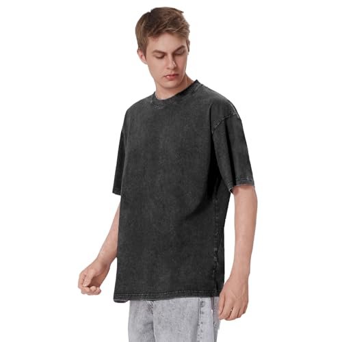 Oversized T-Shirts for Men Vintage Cotton Tee Crew Neck Short Sleeve Tops Men's Loose Fit Casual Fashion Shirt