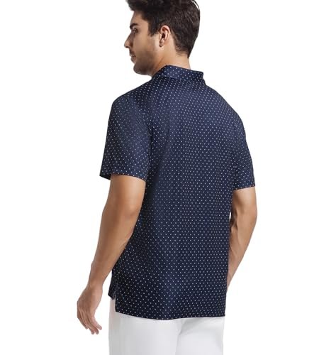 Mens Golf Shirt Moisture Wicking Classic Print Golf Shirts for Men