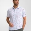 Obla Mens Golf Polo Shirts Short Sleeve Dry Fit Performance Moisture Wicking Casual Print Collared Golf Shirts for Men