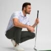Obla Mens Golf Polo Shirts Short Sleeve Dry Fit Performance Moisture Wicking Casual Print Collared Golf Shirts for Men