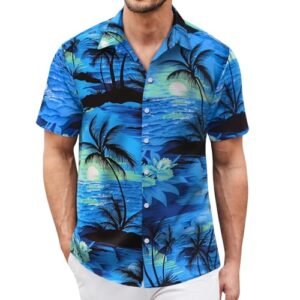 Hawaiian Shirt for Men Sleeves Printed Casual Button Down Summer Beach Dress Shirts _ Clothi