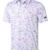 Obla Mens Golf Polo Shirts Short Sleeve Dry Fit Performance Moisture Wicking Casual Print Collared Golf Shirts for Men