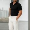 Men’s Muscle Fit Dress Shirts Athletic Slim Fit Short Sleeve Stretch Casual Button Down Shirt