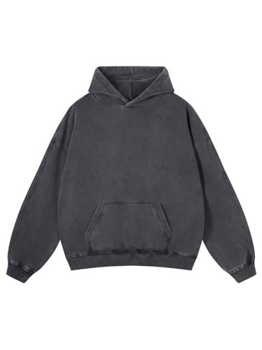 Mens Oversized Hoodies Pullover Women Fall Acid Wash Plain Preppy Hoodie Streetwear Cotton Vintage Hooded Sweatshirt