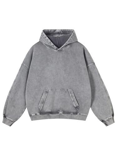 Mens Oversized Hoodies Pullover Women Fall Acid Wash Plain Preppy Hoodie Streetwear Cotton Vintage Hooded Sweatshirt