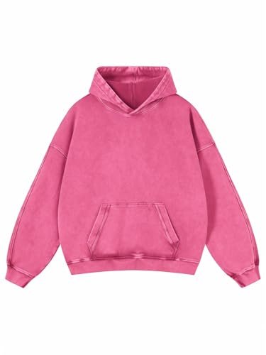 Mens Oversized Hoodies Pullover Women Fall Acid Wash Plain Preppy Hoodie Streetwear Cotton Vintage Hooded Sweatshirt