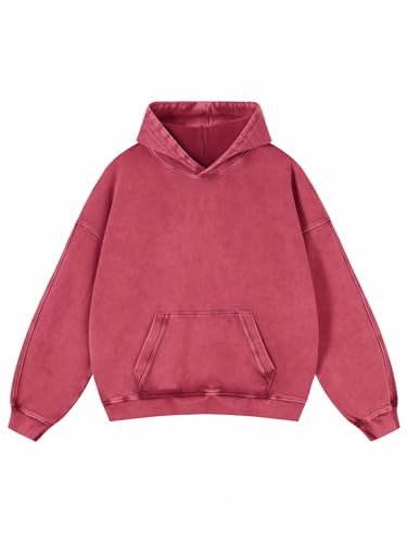 Mens Oversized Hoodies Pullover Women Fall Acid Wash Plain Preppy Hoodie Streetwear Cotton Vintage Hooded Sweatshirt