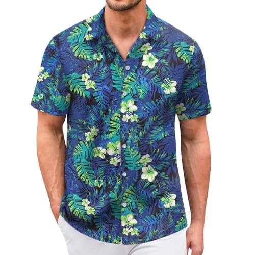 Hawaiian Shirt for Men Sleeves Printed Casual Button Down Summer Beach Dress Shirts _ Clothi