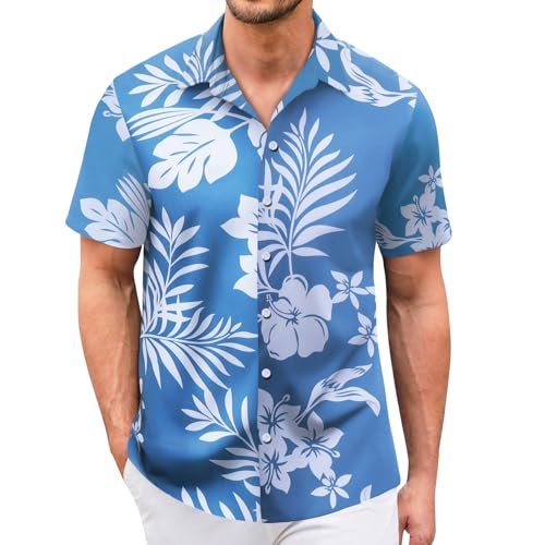 Hawaiian Shirt for Men Sleeves Printed Casual Button Down Summer Beach Dress Shirts _ Clothi