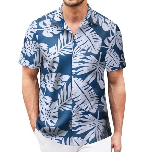 Hawaiian Shirt for Men Sleeves Printed Casual Button Down Summer Beach Dress Shirts _ Clothi
