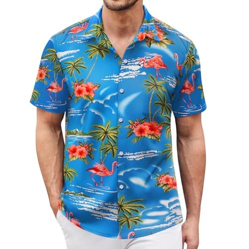 Hawaiian Shirt for Men Sleeves Printed Casual Button Down Summer Beach Dress Shirts _ Clothi