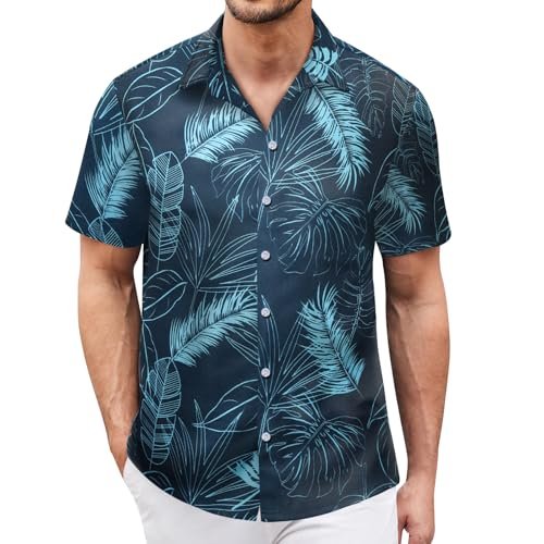 Hawaiian Shirt for Men Sleeves Printed Casual Button Down Summer Beach Dress Shirts _ Clothi