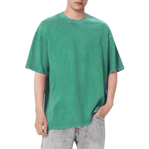 Oversized T-Shirts for Men Vintage Cotton Tee Crew Neck Short Sleeve Tops Men's Loose Fit Casual Fashion Shirt