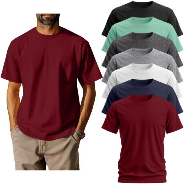 Neer 7 Pack Men's Big and Tall Shirts Summer Cotton Short Sleeve Tee Crew Neck Casual Top Basic Oversize T Shirt
