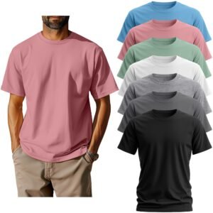 Neer 7 Pack Men's Big and Tall Shirts Summer Cotton Short Sleeve Tee Crew Neck Casual Top Basic Oversize T Shirt