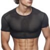 Men's Sissy Sheer Muscle Tank Top Deep Neck Mesh Undershirt Transparent Vest Singlet Gym Sports Half Top