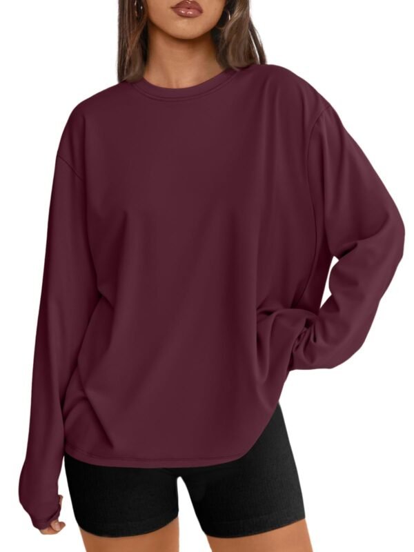 Trendy Queen Womens Oversized Long Sleeve T Shirts 2025 Basic Crewneck Tee Fall Tops Casual Workout Y2K Clothes