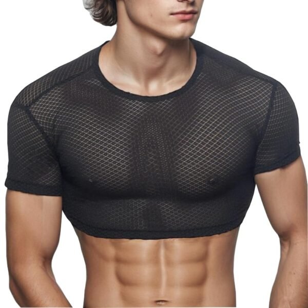 Men's Sissy Sheer Muscle Tank Top Deep Neck Mesh Undershirt Transparent Vest Singlet Gym Sports Half Top