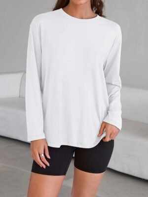 Trendy Queen Womens Oversized Long Sleeve T Shirts 2025 Basic Crewneck Tee Fall Tops Casual Workout Y2K Clothes